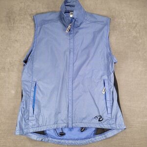 Trek‎ Vest Full Zip Sleeveless Pockets Blue Patterned Lightweight L